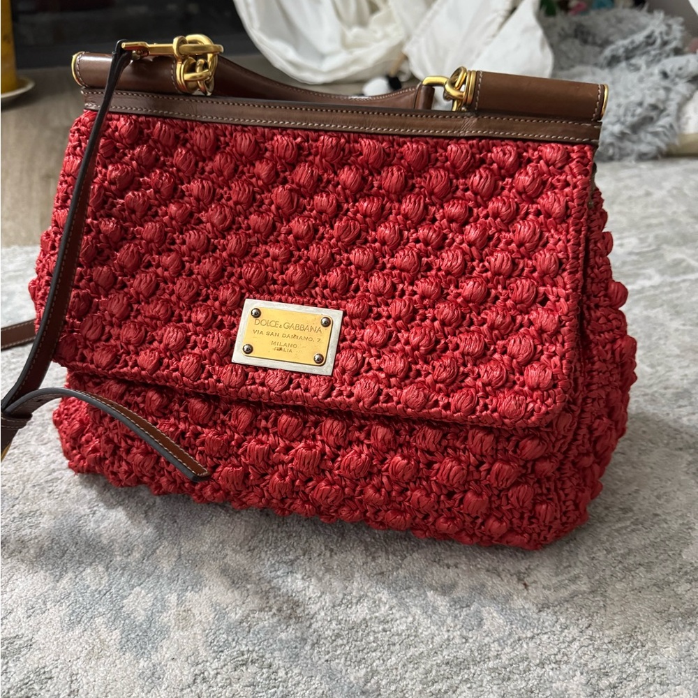 AUTHENTIC Dolce & Gabbana CORRAL Woven RAFFIA Handbag